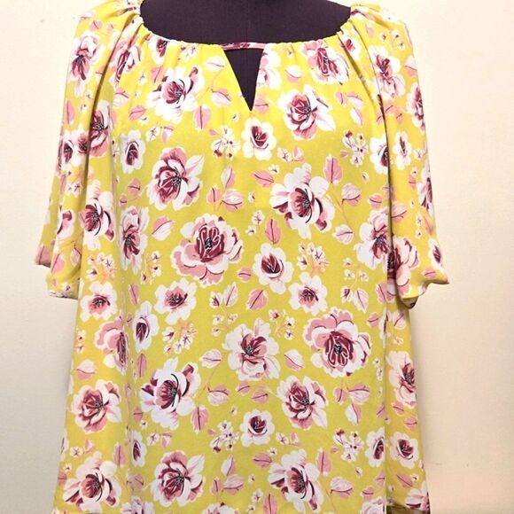 Cato Chic Floral Yellow Blouse - Picture 1 of 8
